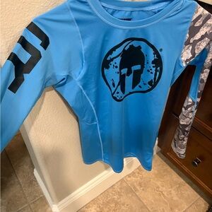 Spartan Craft Blue Long Sleeve Technical Shirt with Black and Gray Accents